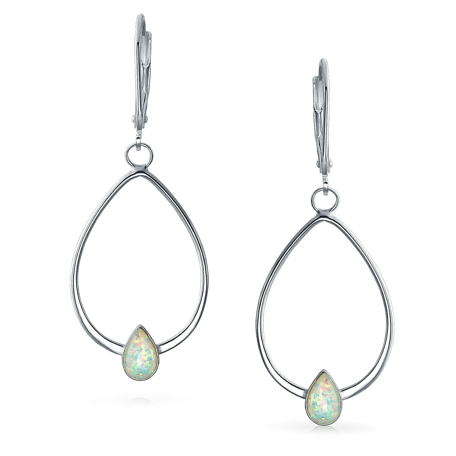 Boho Geometric Dangle Gemstone Earrings Abalone Rainbow Accents Sterling Silver
