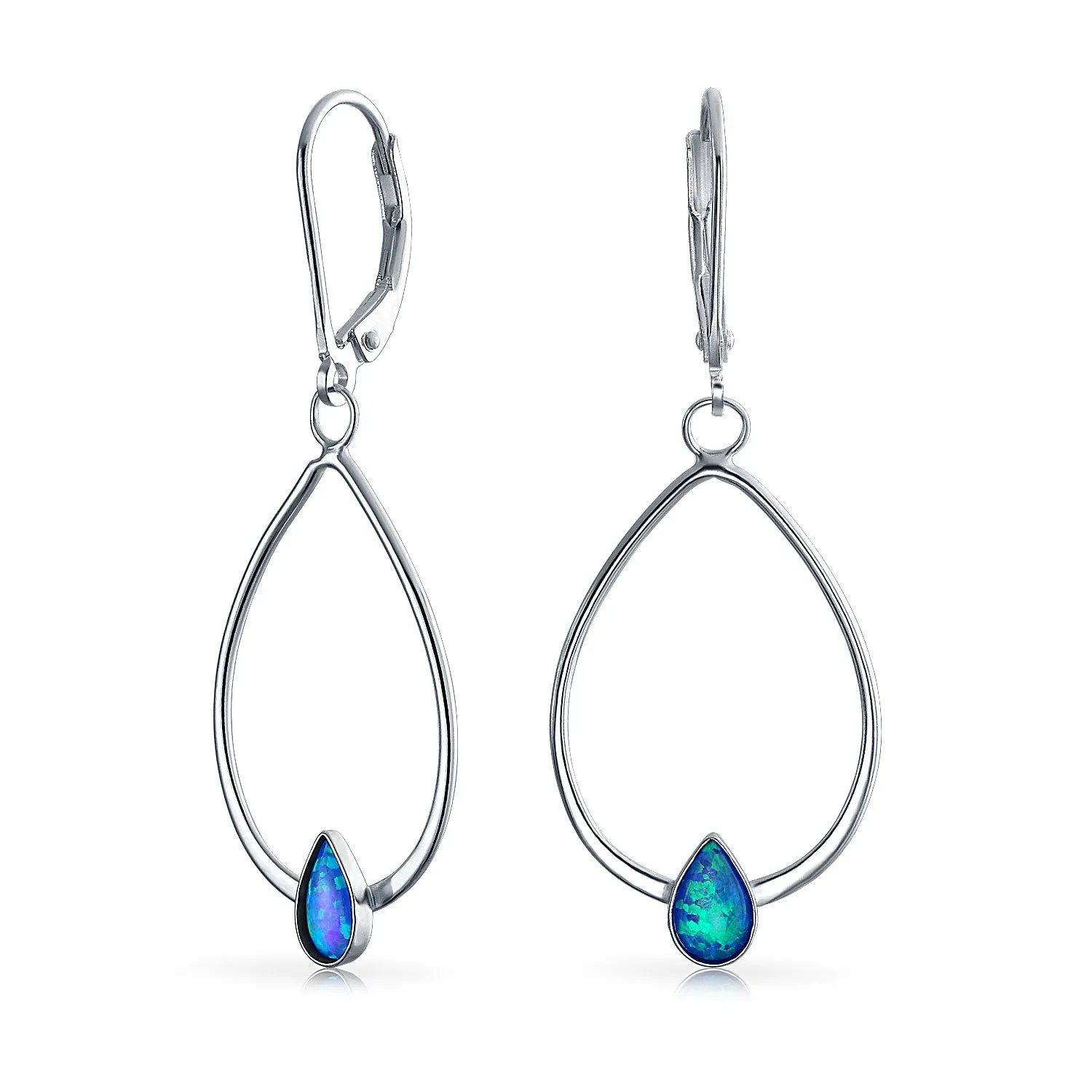 Boho Geometric Dangle Gemstone Earrings Abalone Rainbow Accents Sterling Silver