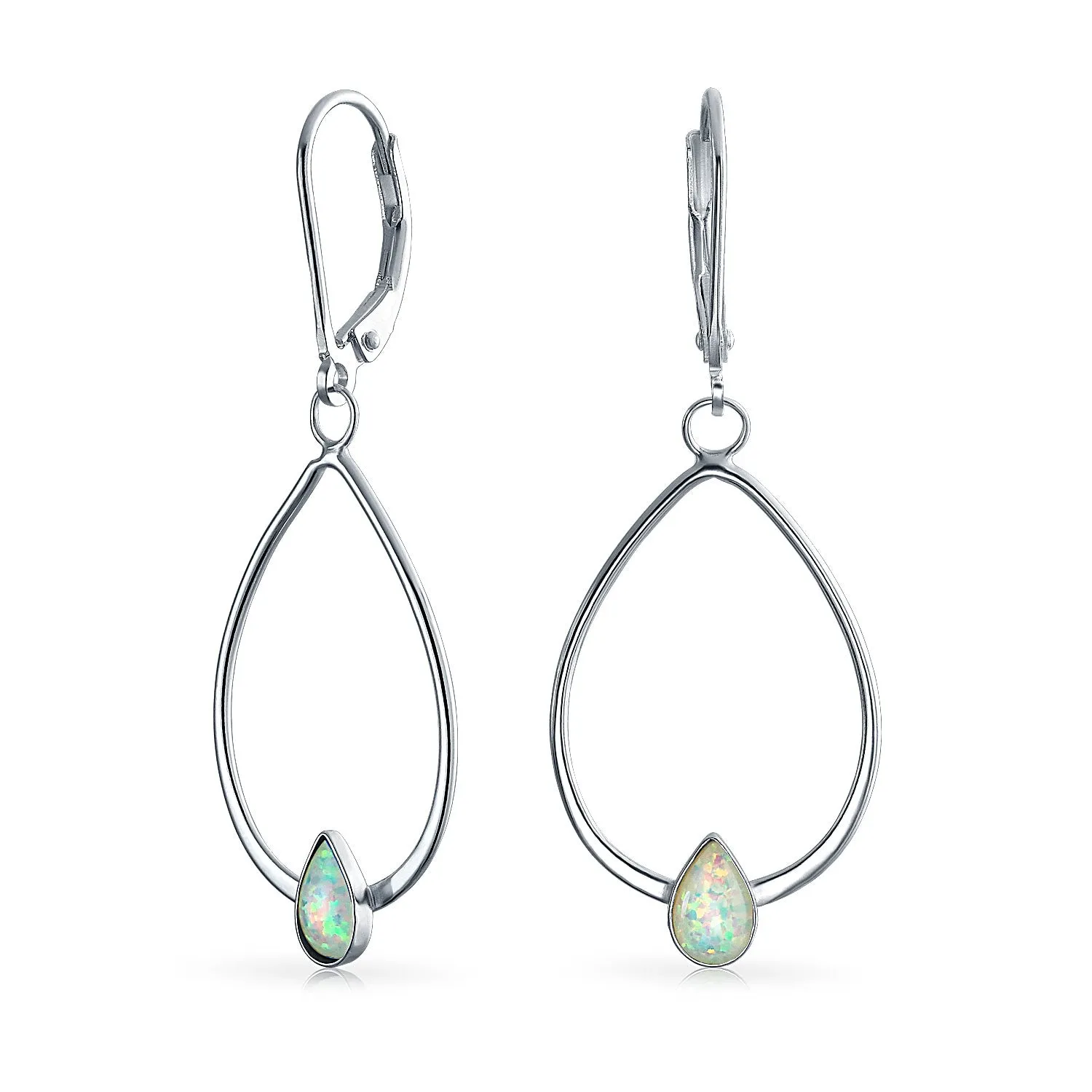 Boho Geometric Dangle Gemstone Earrings Abalone Rainbow Accents Sterling Silver