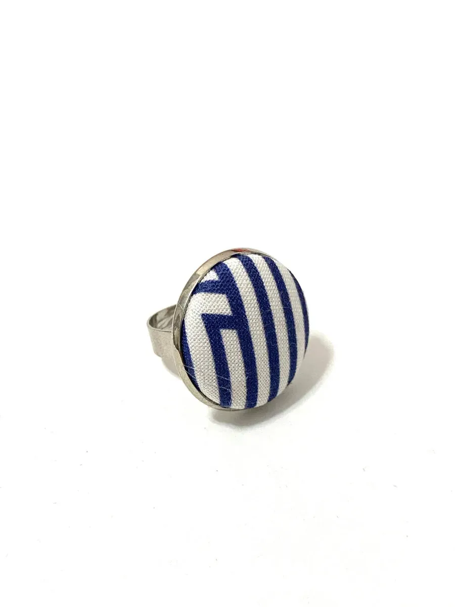 BOTÓN DE AZÚCAR - SIMPLE SILVER TONE- BLUE LINES
