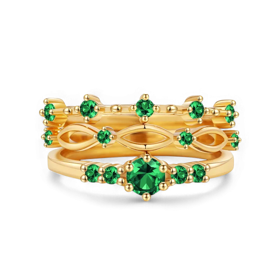 Braided Birthstone Stacking Ring Set