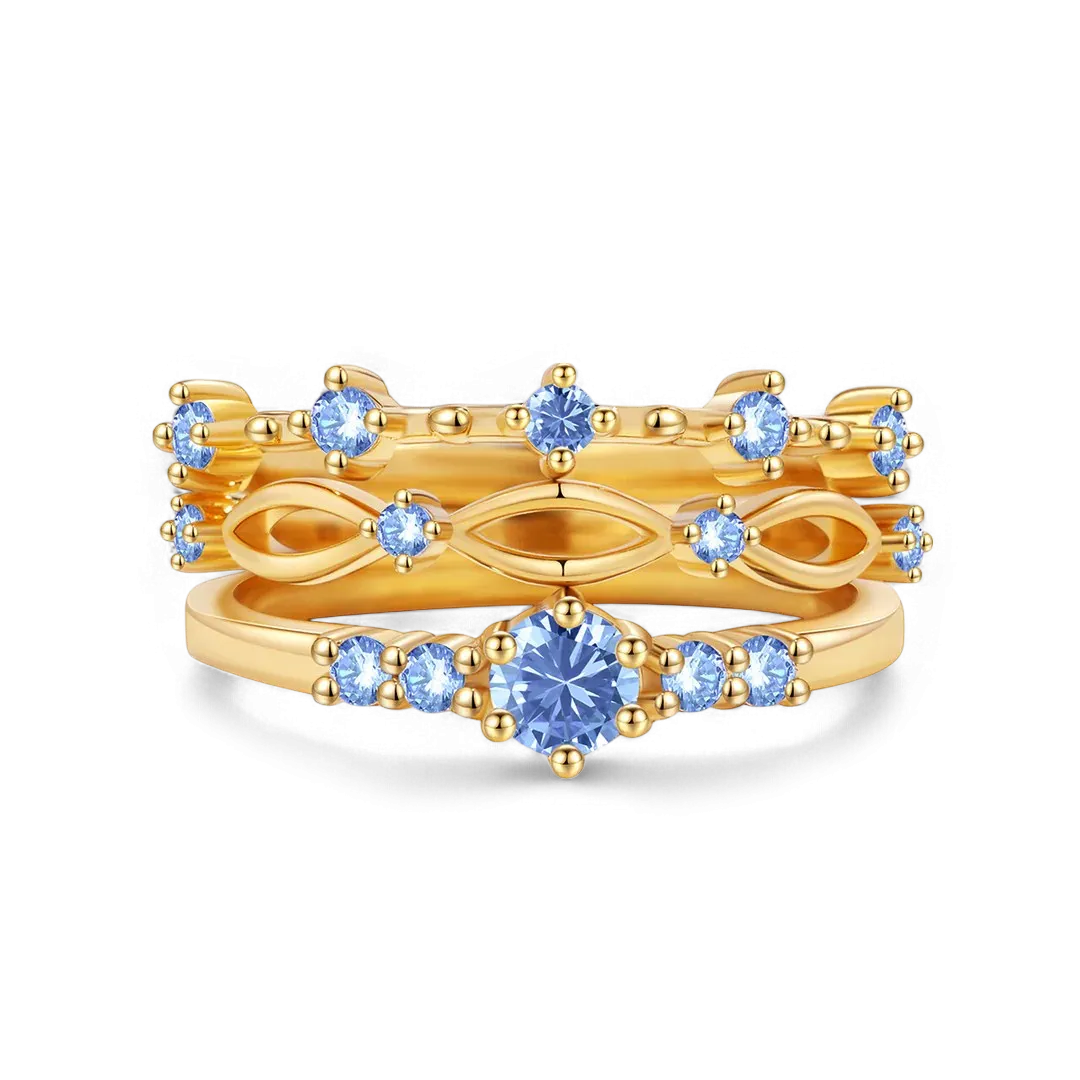 Braided Birthstone Stacking Ring Set