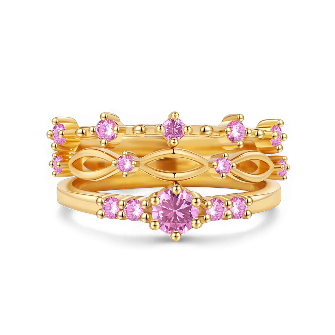 Braided Birthstone Stacking Ring Set