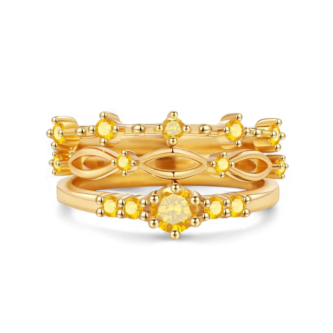 Braided Birthstone Stacking Ring Set