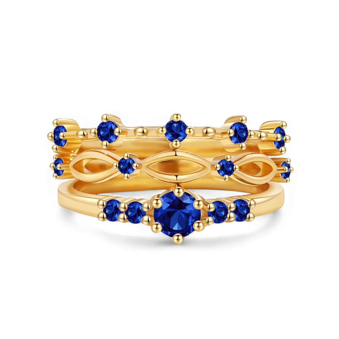 Braided Birthstone Stacking Ring Set