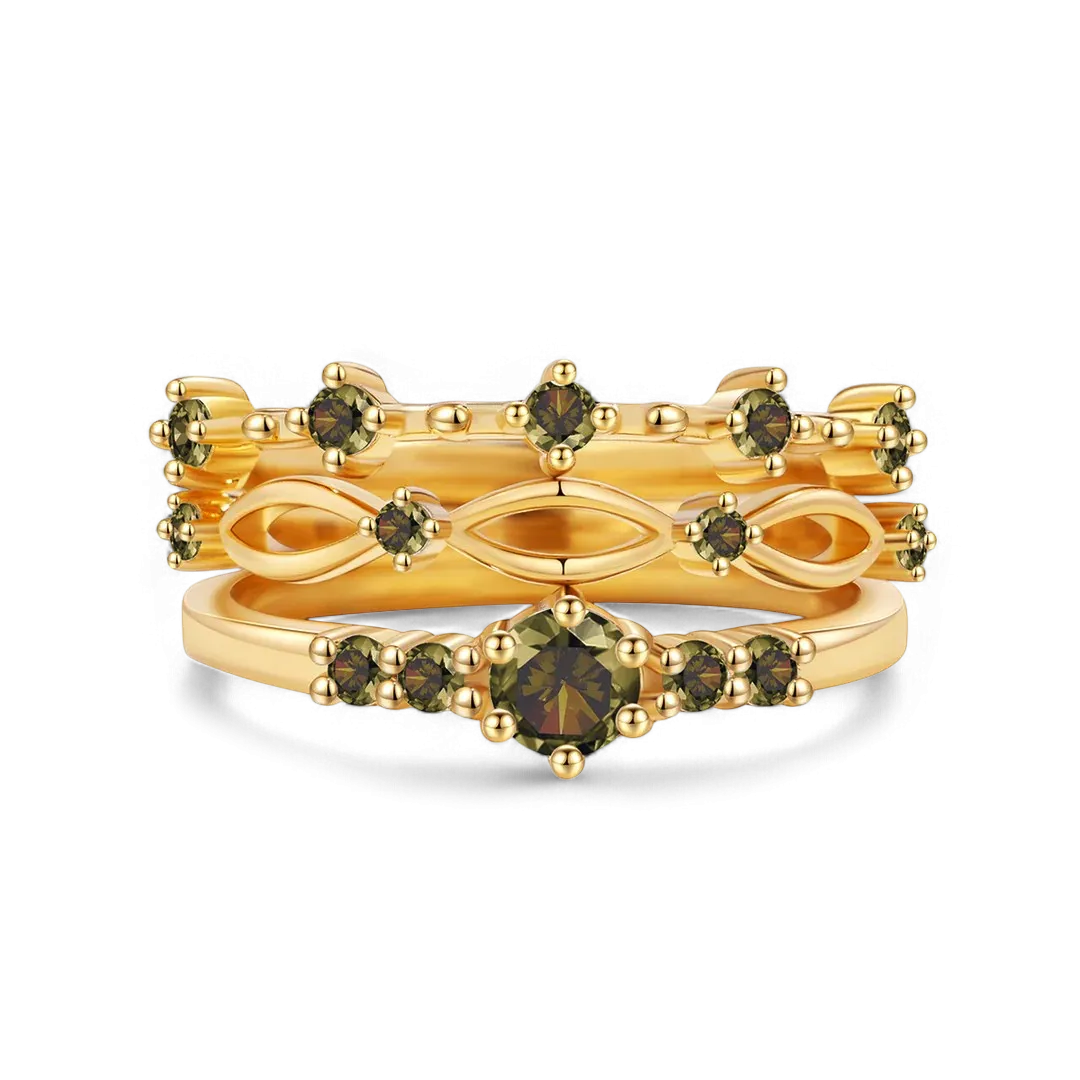 Braided Birthstone Stacking Ring Set