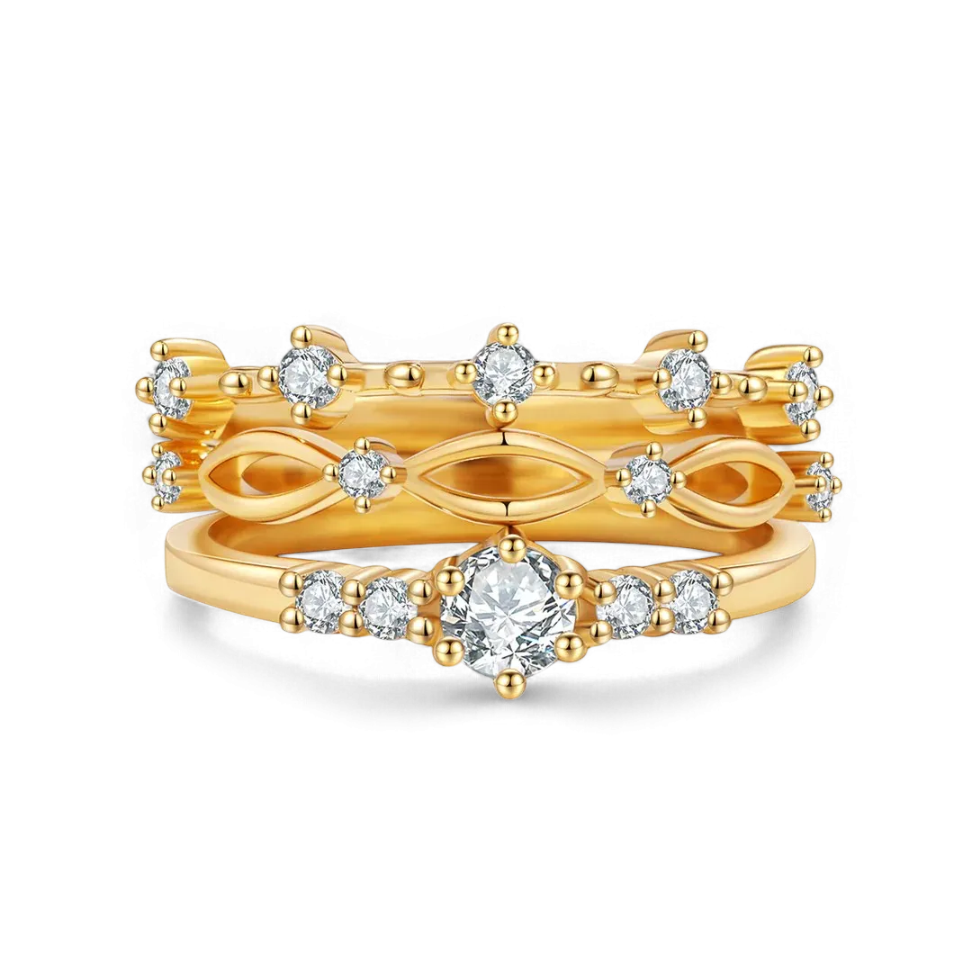 Braided Birthstone Stacking Ring Set
