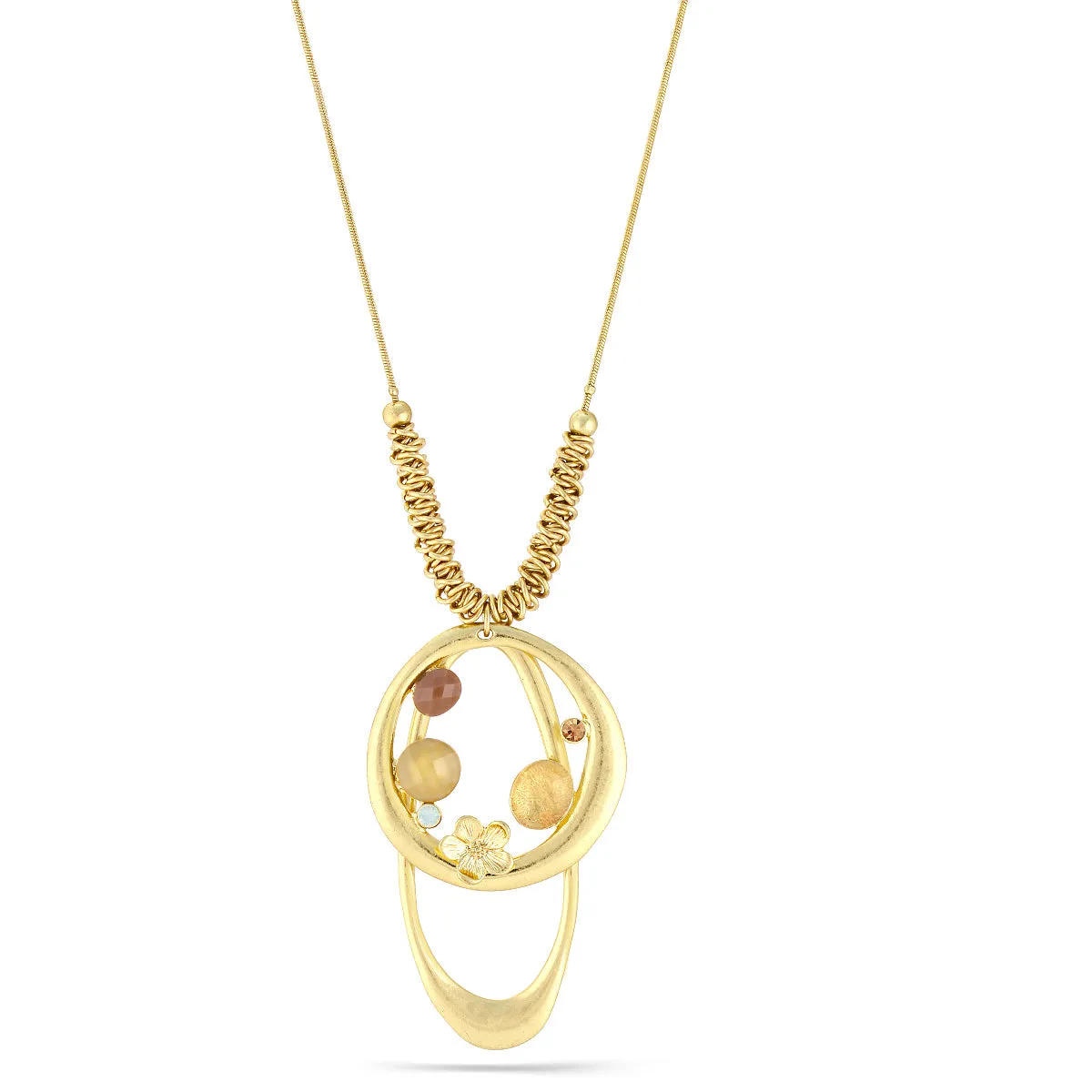 BROWN AND YELLOW STONE PENDANT  NECKLACES #202NT1201 (10G1,3B3/4B4)