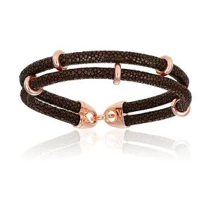Brown Double Stingray Leather with Rose Gold