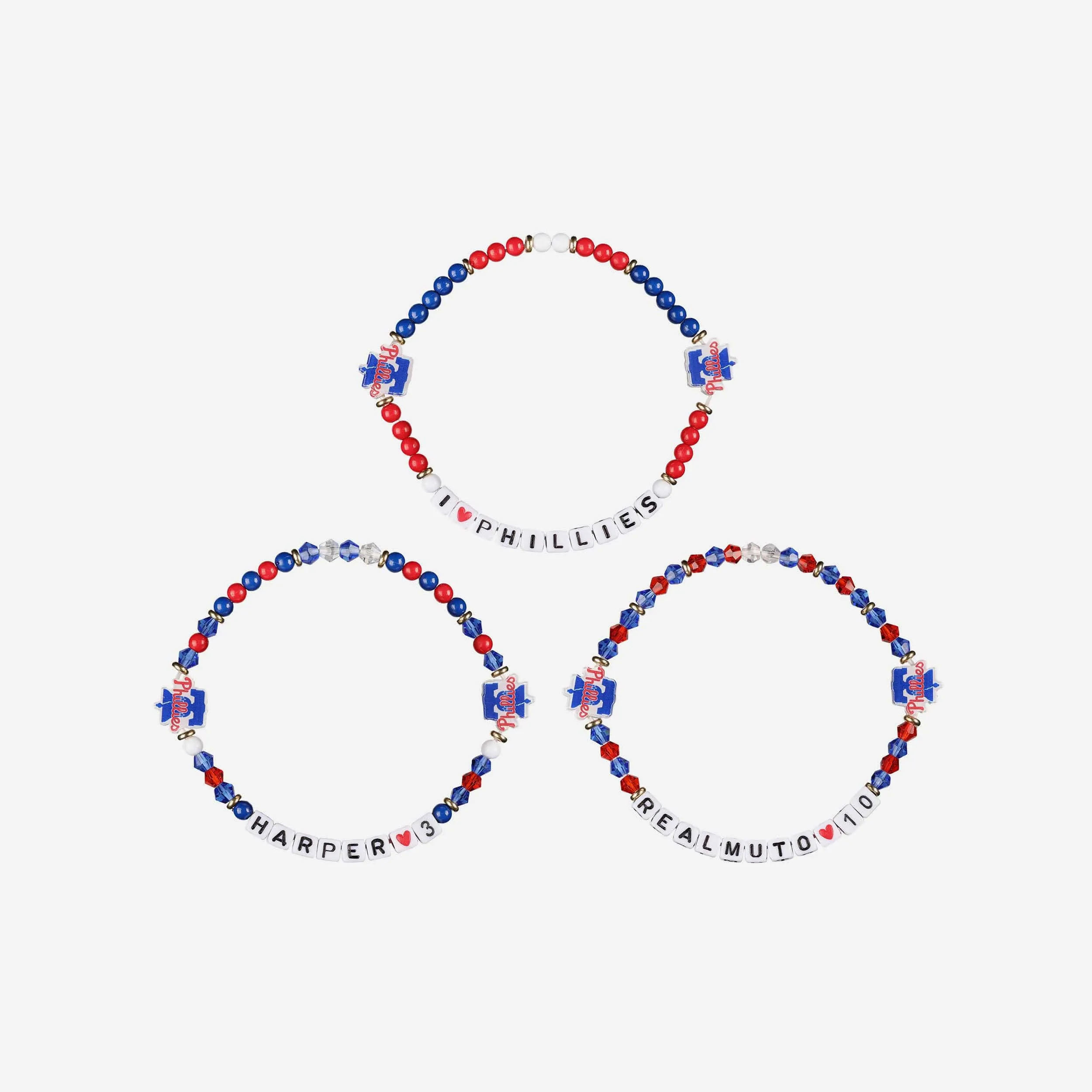 Bryce Harper & JT Realmuto Philadelphia Phillies 3 Pack Player Friendship Bracelet