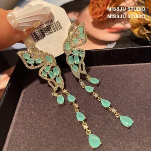 Butterfly Winged Tassel Gold Earrings