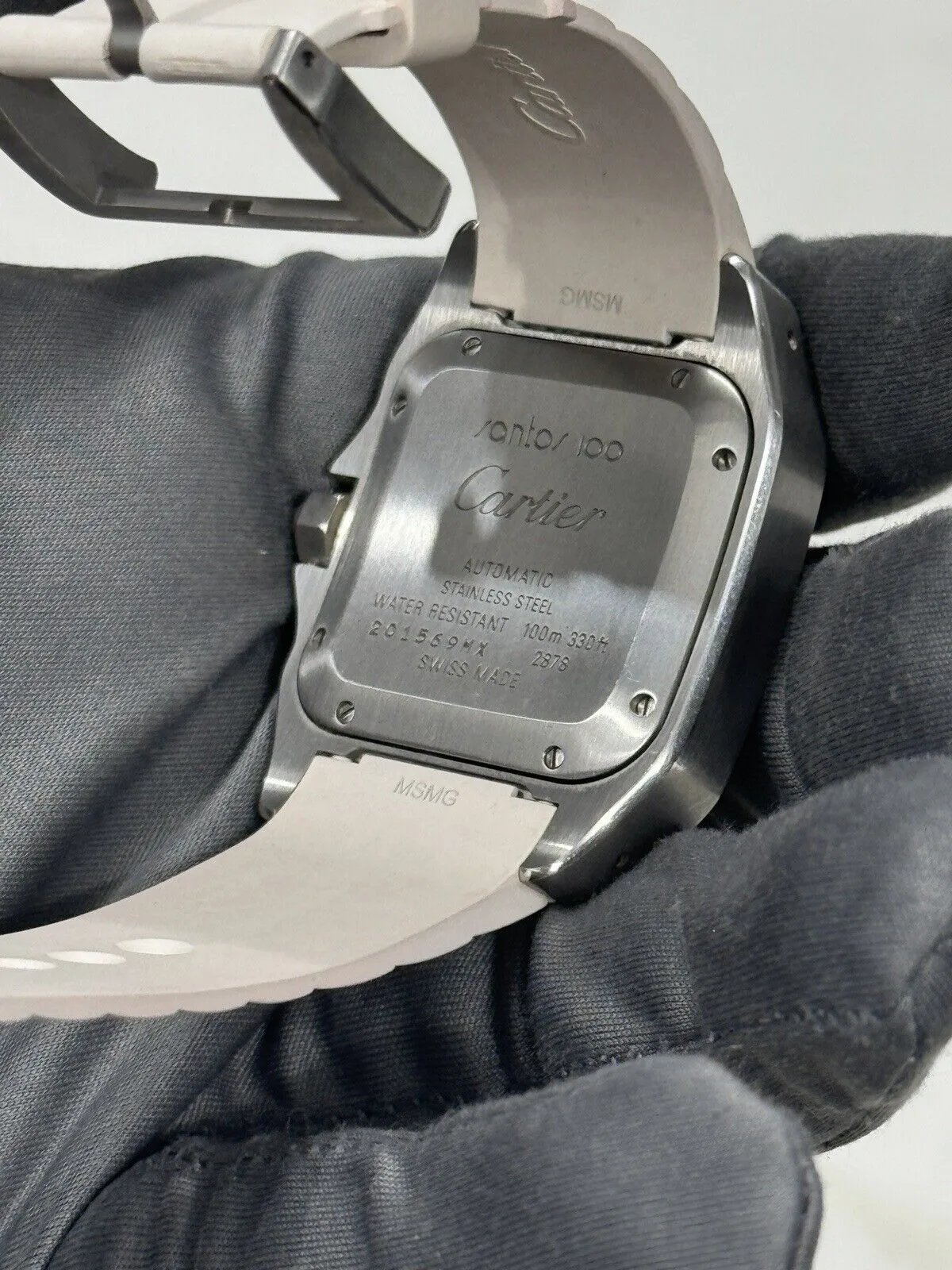Cartier Santos 100 White Steel & Rubber 33mm W201229U2