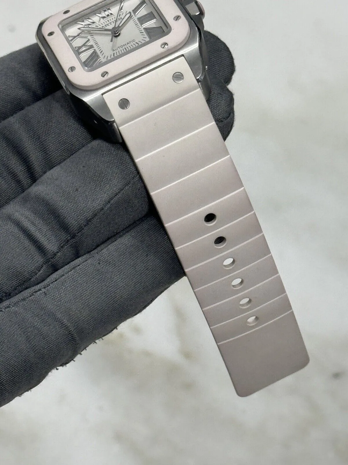 Cartier Santos 100 White Steel & Rubber 33mm W201229U2