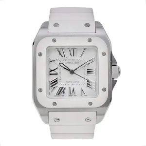 Cartier Santos 100 White Steel & Rubber 33mm W201229U2