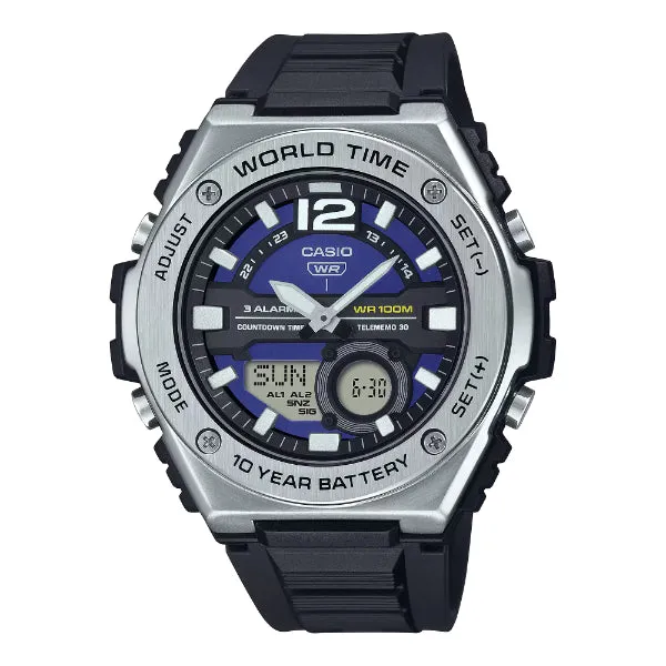 Casio Black Resin Strap Purple Dial Quartz Watch for Gents - MWQ-100-2AVDF