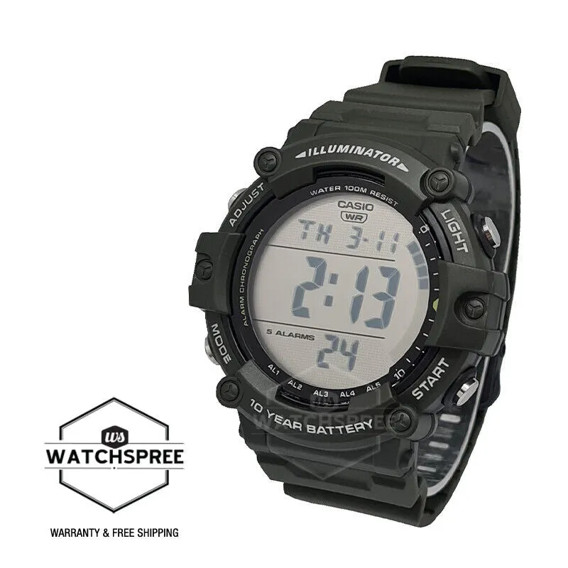 Casio Digital Military Green Resin Band Watch AE1500WHX-3A AE-1500WHX-3A