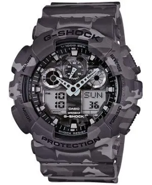 Casio G-Shock Analog-Digital Gray Camouflage Resin Strap Watch GA100CM