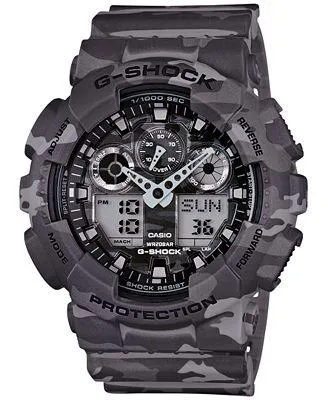 Casio G-Shock Analog-Digital Gray Camouflage Resin Strap Watch GA100CM