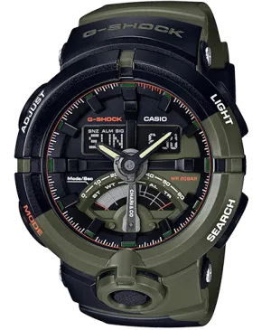 Casio G-Shock Analogue/Digital Black/Green  Pattern Watch GA500P-3A