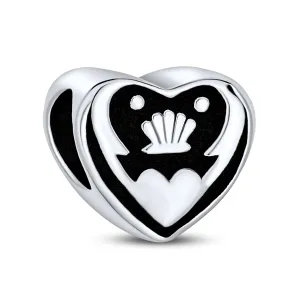 Celtic Knot Claddagh Heart Charm Bead in Sterling Silver for European Bracelets