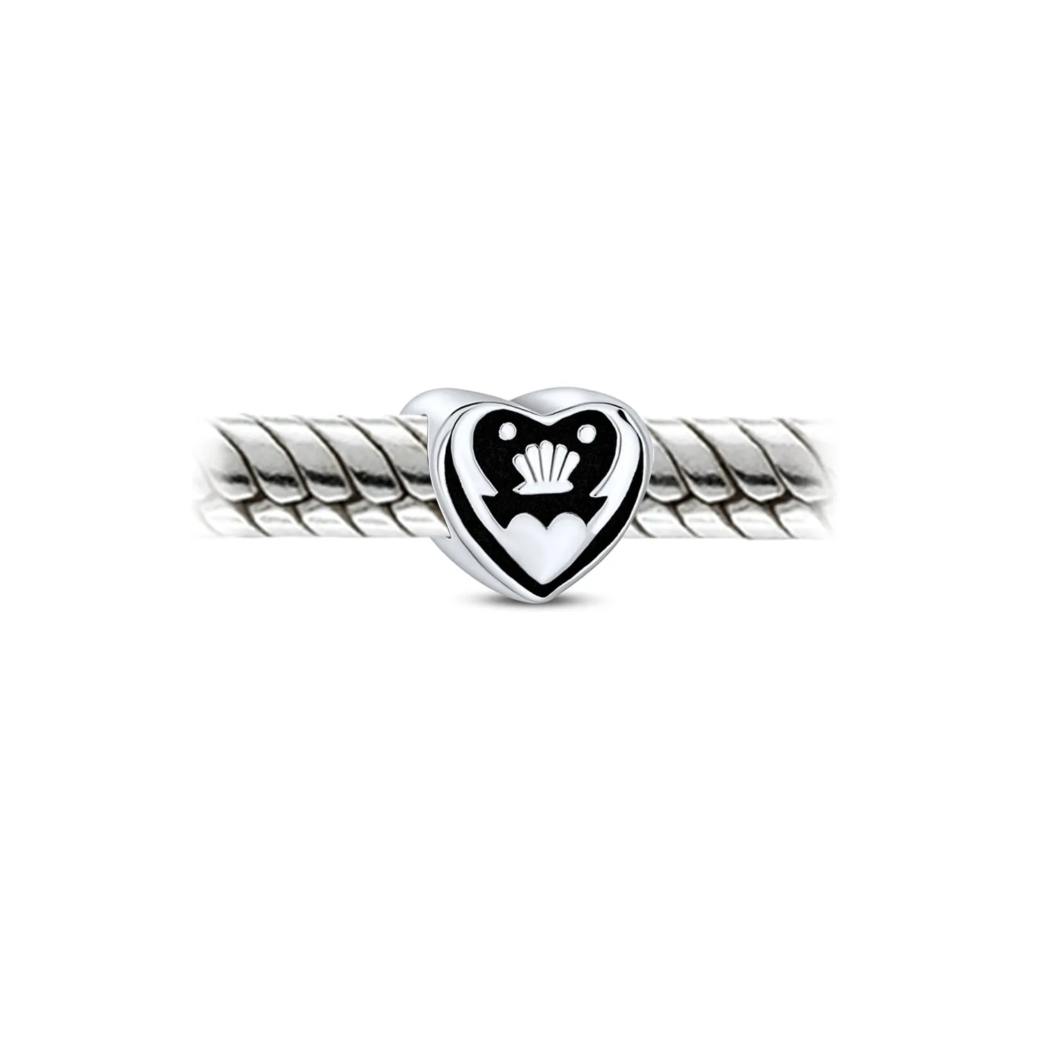 Celtic Knot Claddagh Heart Charm Bead in Sterling Silver for European Bracelets