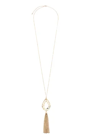 Chain Hammered Teardrop Pendant Necklace
