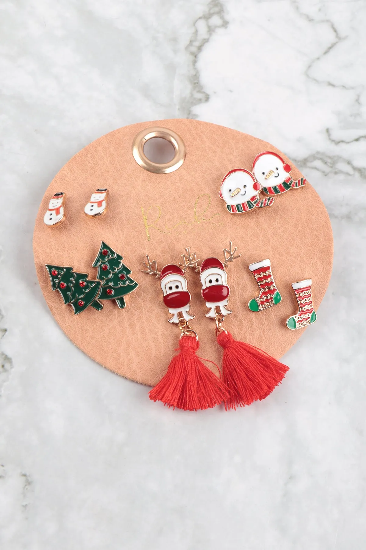 CHRISTMAS SNOWMAN, DEER TASSEL, STOCKING, TREE, POST SET EARRINGS