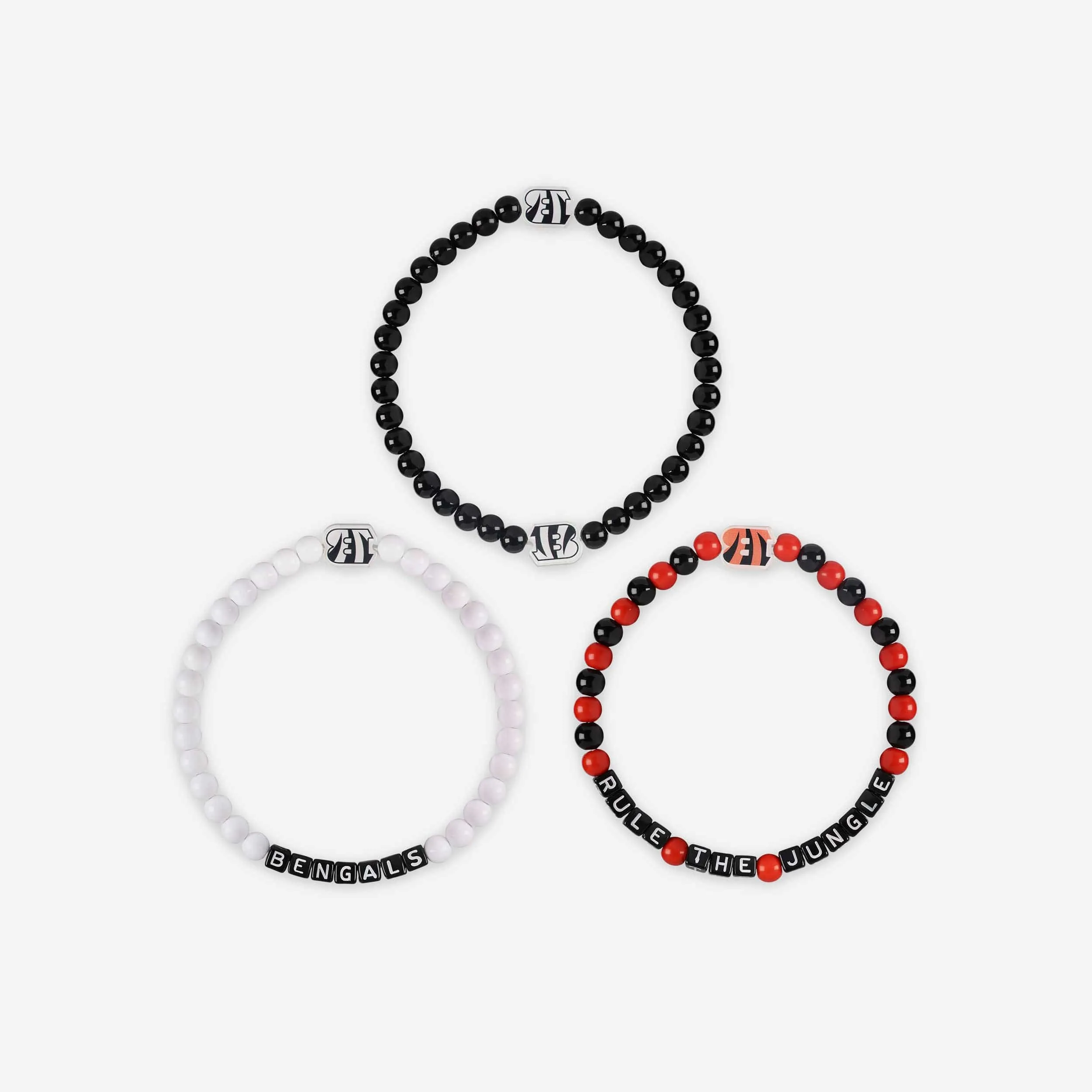 Cincinnati Bengals White 3 Pack Beaded Friendship Bracelet