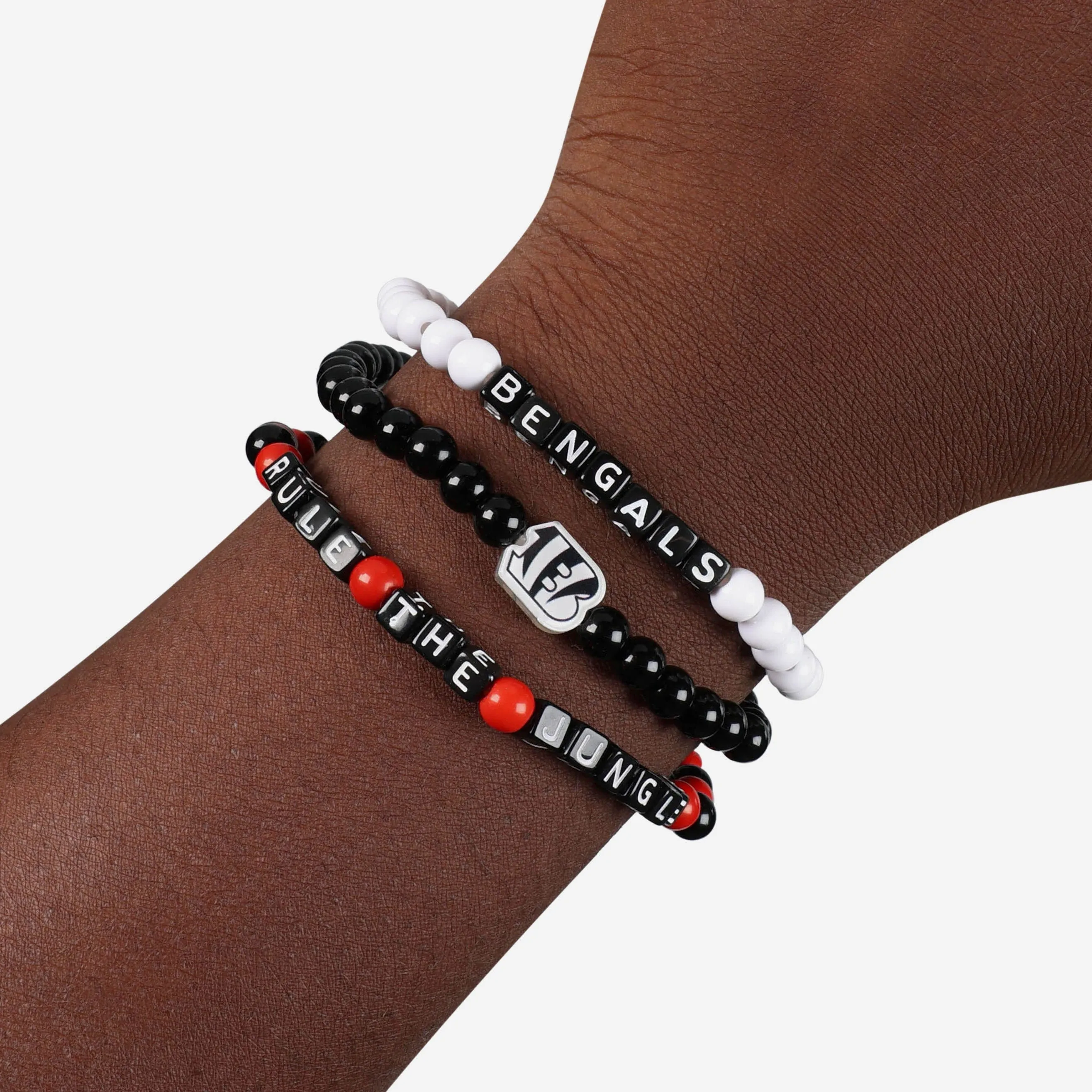 Cincinnati Bengals White 3 Pack Beaded Friendship Bracelet