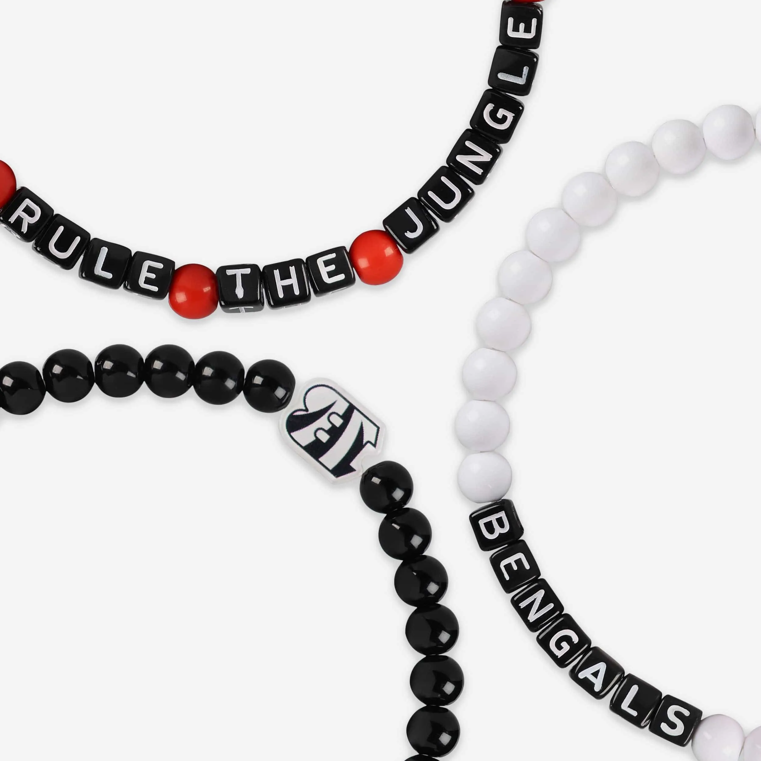 Cincinnati Bengals White 3 Pack Beaded Friendship Bracelet