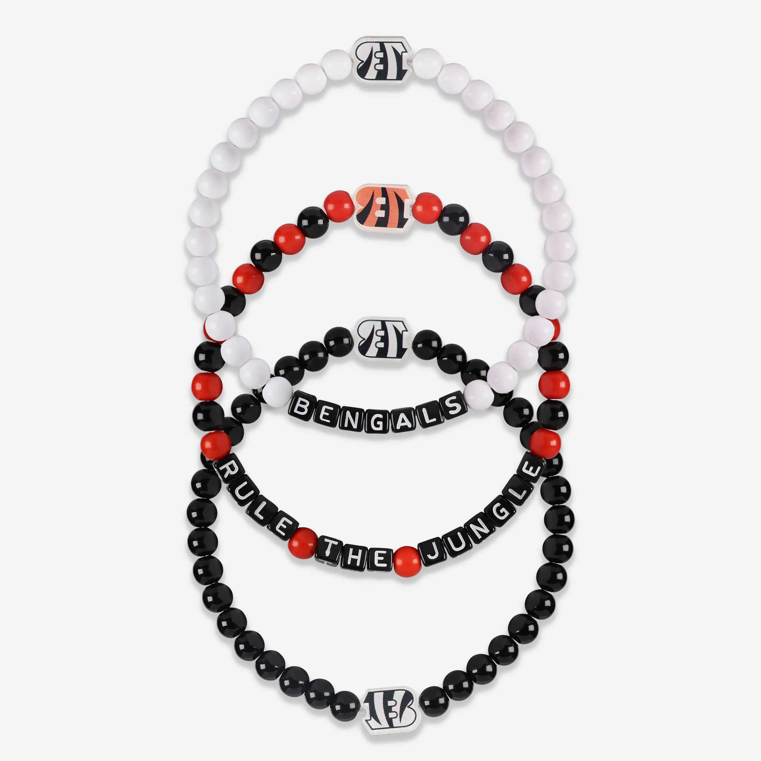 Cincinnati Bengals White 3 Pack Beaded Friendship Bracelet