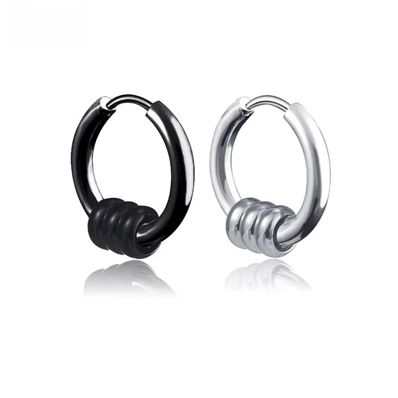 Circle Men's Fashion Stainless Steel Piercing Tassel Earrings