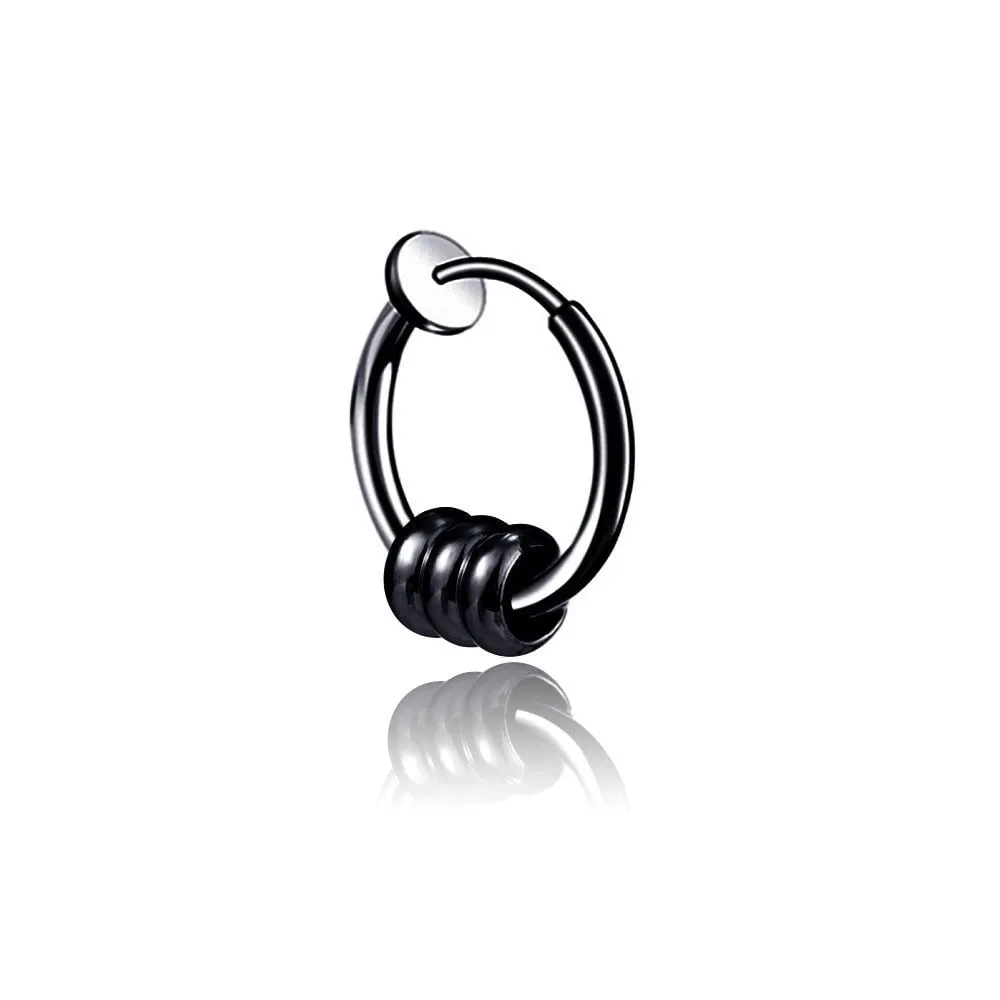 Circle Men's Fashion Stainless Steel Piercing Tassel Earrings