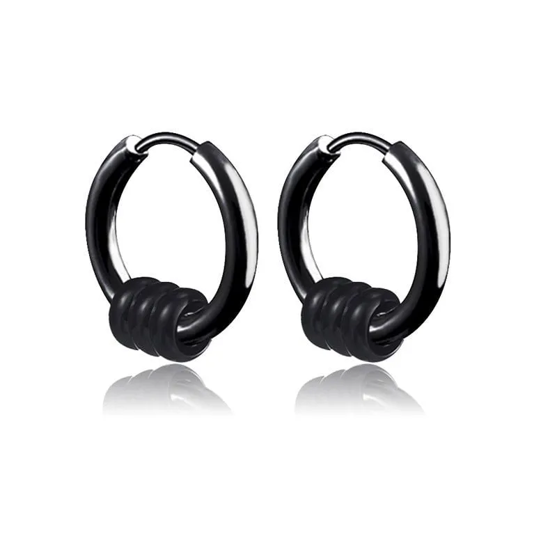 Circle Men's Fashion Stainless Steel Piercing Tassel Earrings