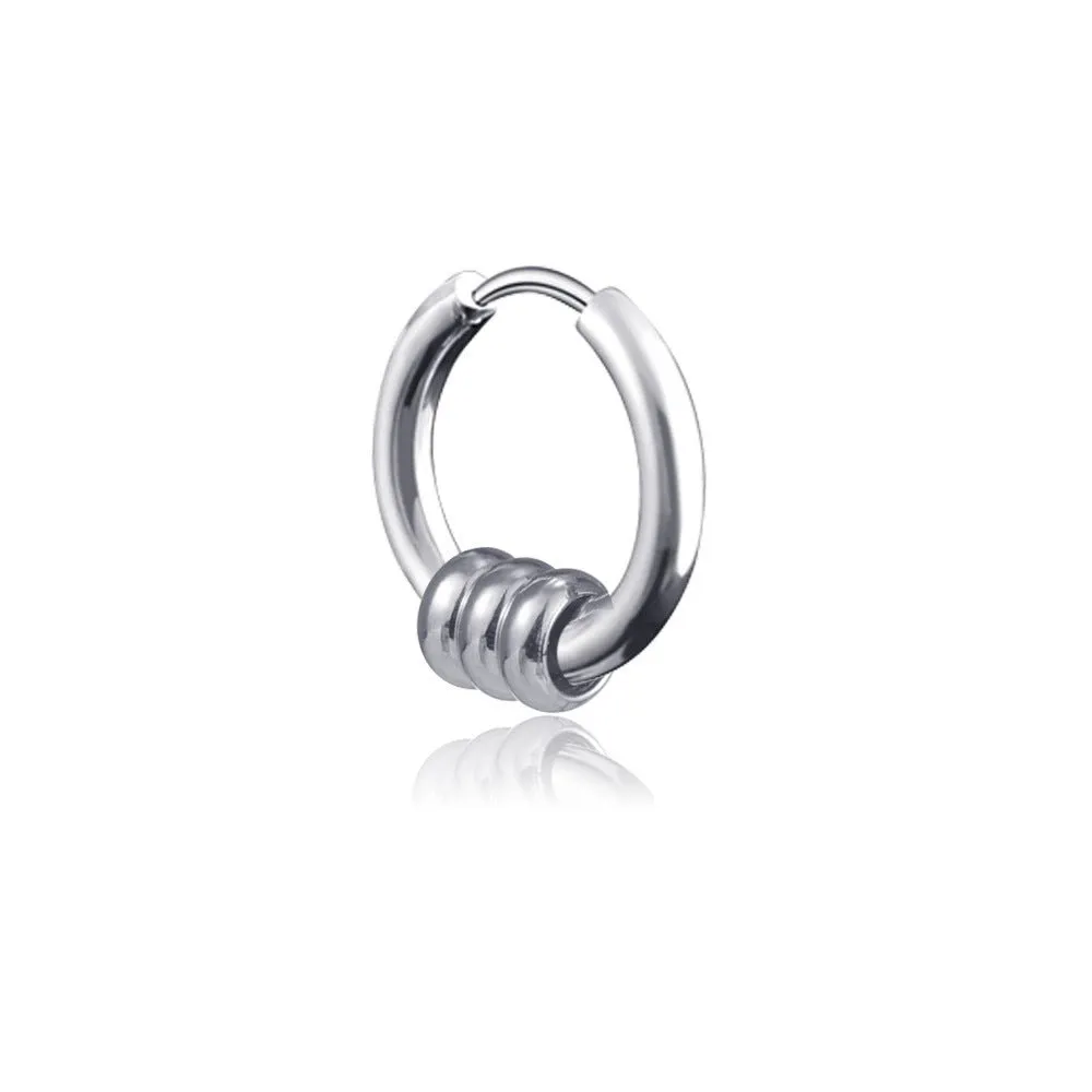 Circle Men's Fashion Stainless Steel Piercing Tassel Earrings