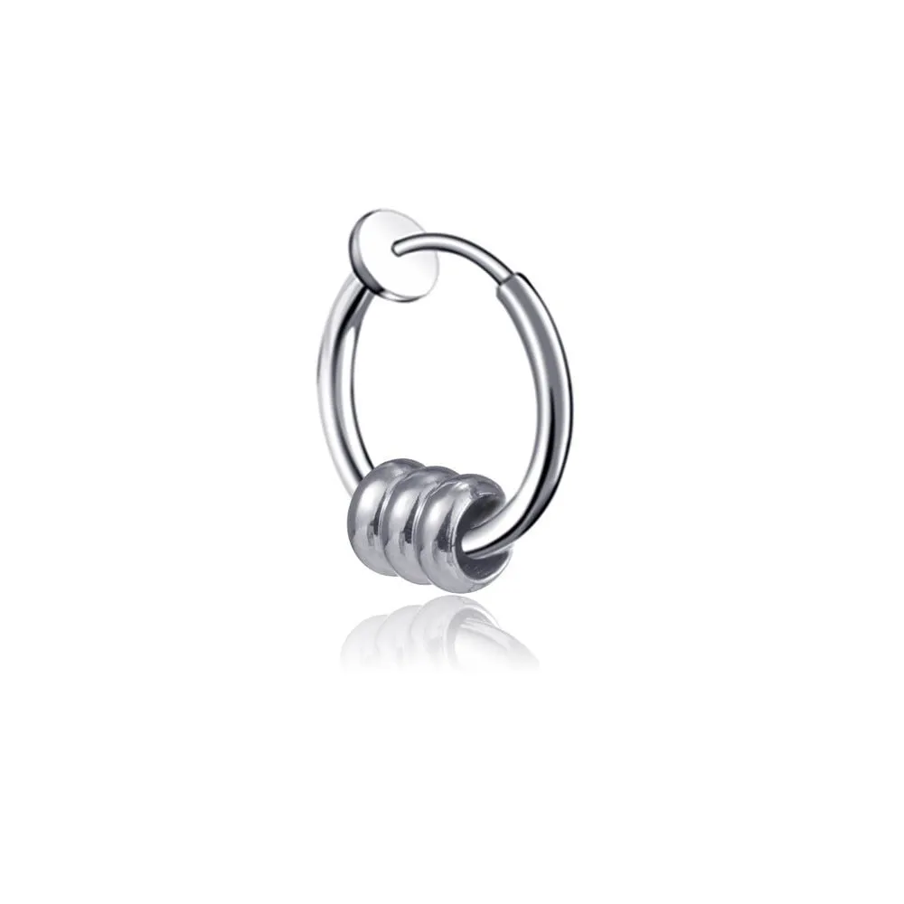 Circle Men's Fashion Stainless Steel Piercing Tassel Earrings