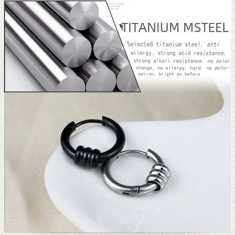 Circle Men's Fashion Stainless Steel Piercing Tassel Earrings
