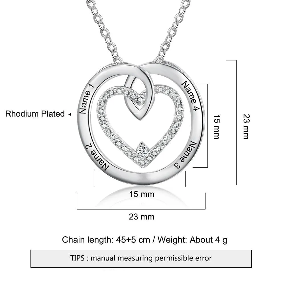 Circle Necklace Pendant Customized 4 Names