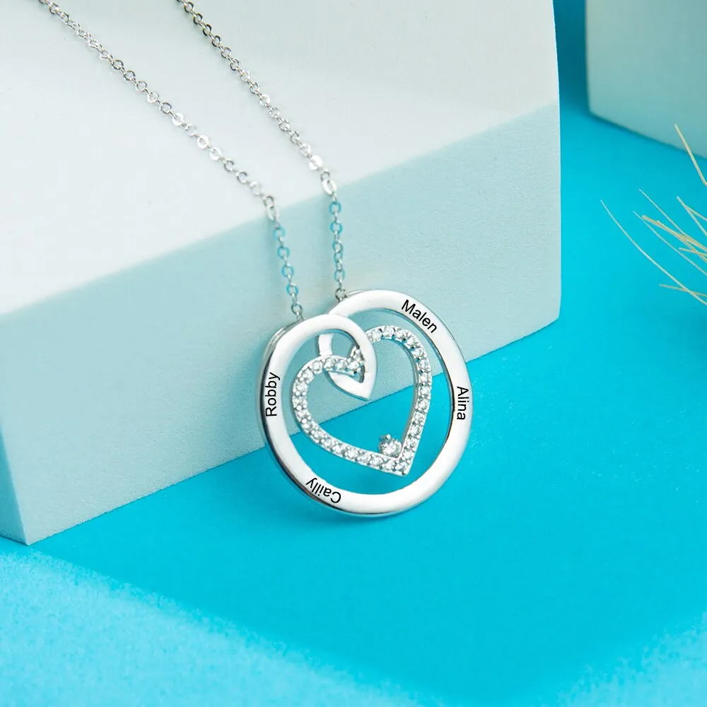 Circle Necklace Pendant Customized 4 Names