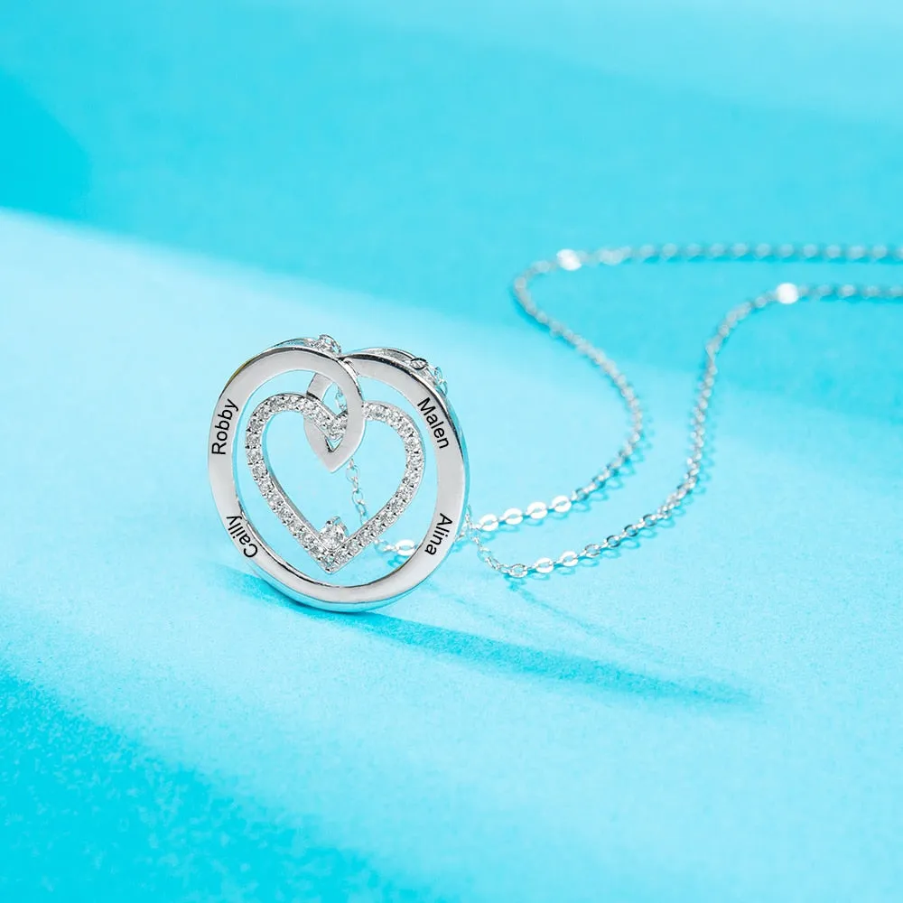 Circle Necklace Pendant Customized 4 Names