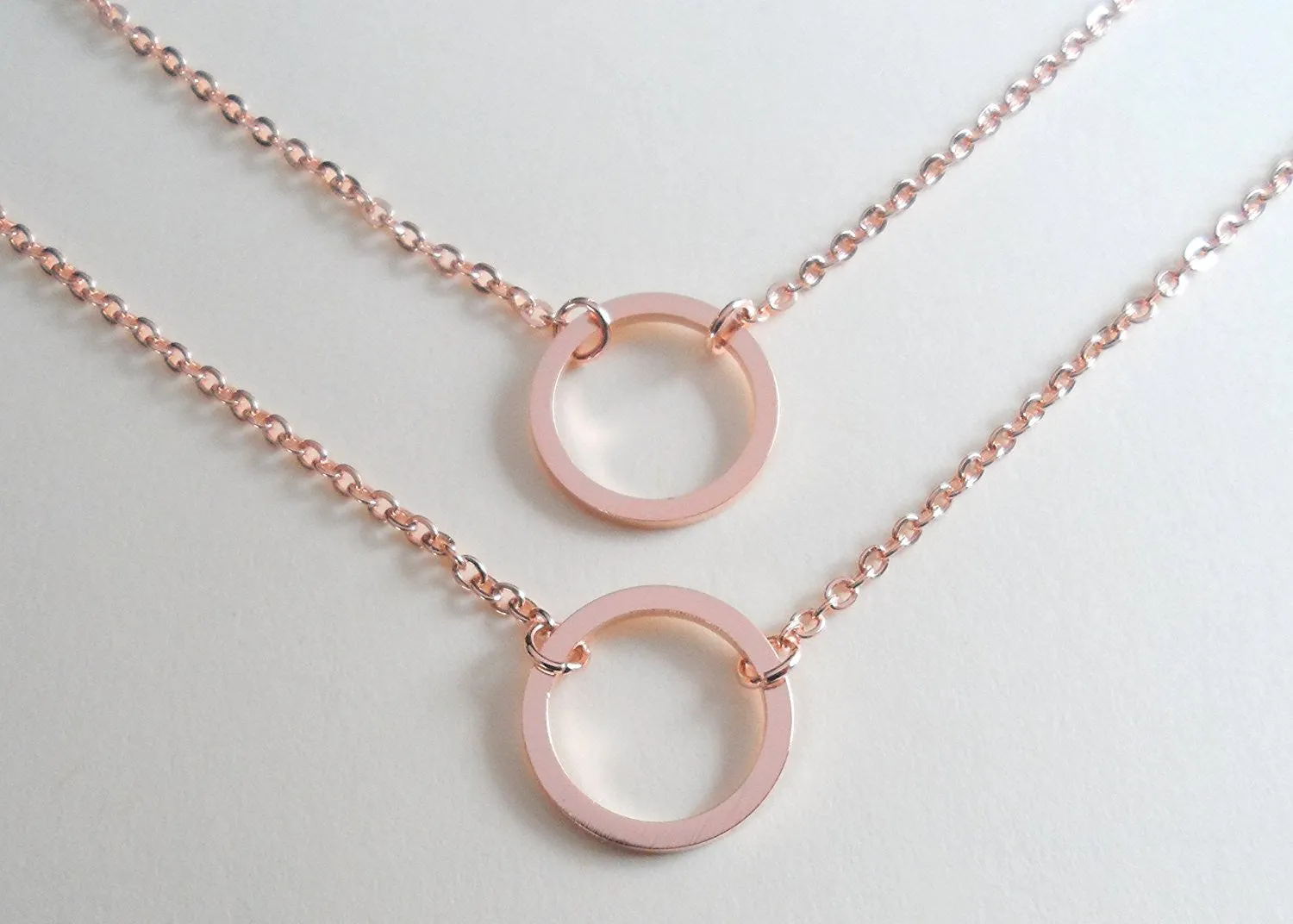 Circle Necklaces, Set of 2, Like a Circle Our Love Will Never End - Rose Gold