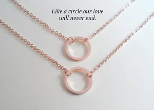 Circle Necklaces, Set of 2, Like a Circle Our Love Will Never End - Rose Gold