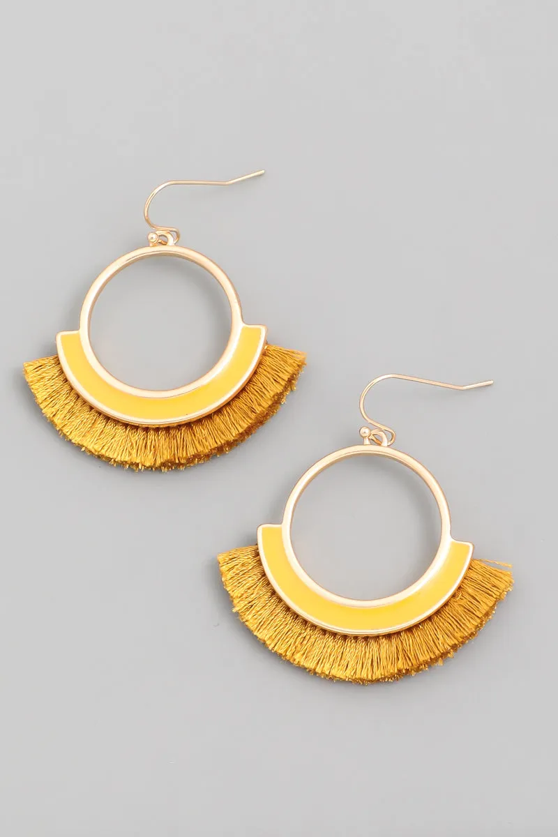 Circle Tassel Fan Drop Earrings