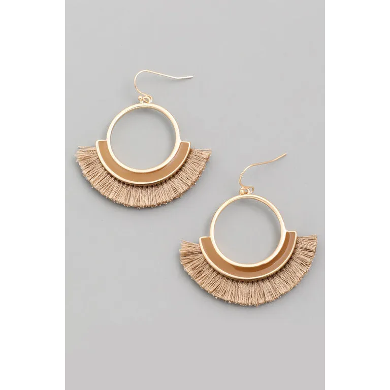 Circle Tassel Fan Drop Earrings
