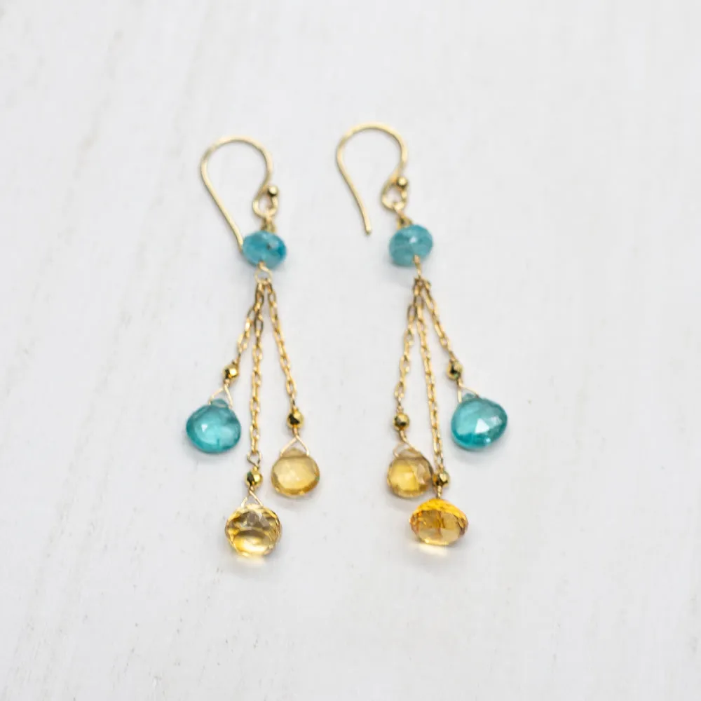 Citrine & Apatite Tassel Earrings