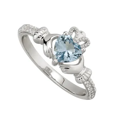 Claddagh Sterling Silver Birthstone Ring December.
