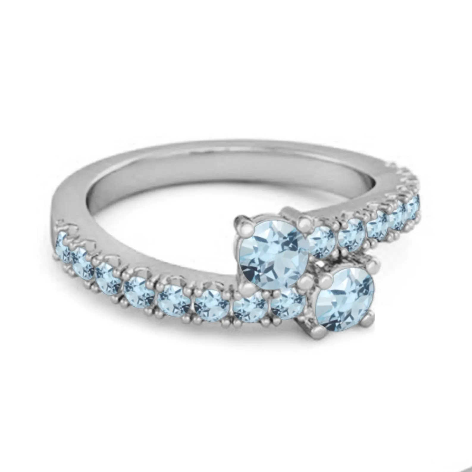 Classic Blue Topaz 925 Sterling Silver Split Shank Bridal Ring
