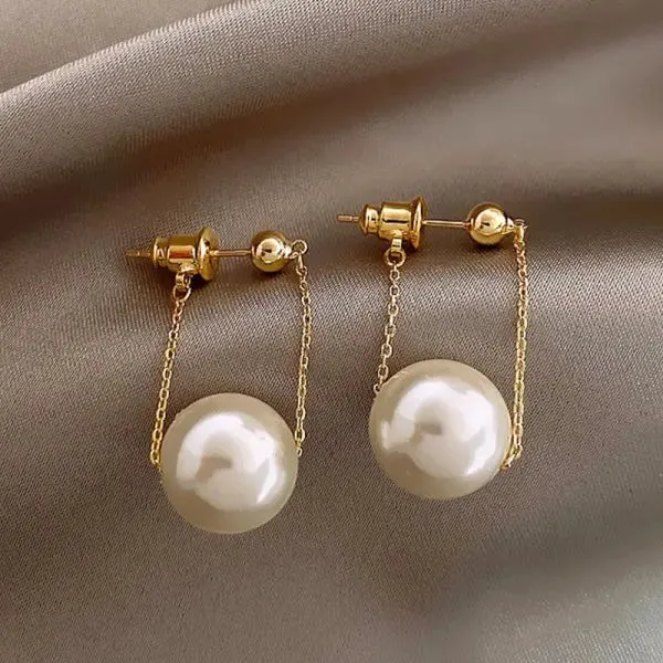 Classic Elegant Imitation Pearl Dangle Earrings For Women Crystal Long Tassel Exquisite Drop Earring Wedding Jewelry