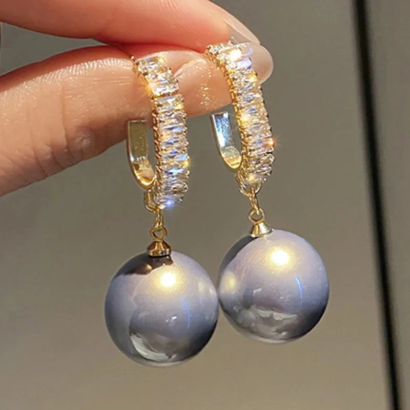 Classic Elegant Imitation Pearl Dangle Earrings For Women Crystal Long Tassel Exquisite Drop Earring Wedding Jewelry