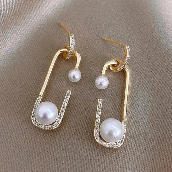 Classic Elegant Imitation Pearl Dangle Earrings For Women Crystal Long Tassel Exquisite Drop Earring Wedding Jewelry